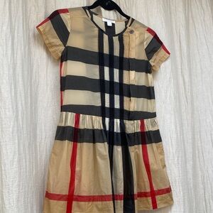 Burberry Kids Dress in Black, Red, and Tan Stripes